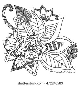 Flowers, Vector flowers, doodle flowers, zentangle flowers, ethnic flowers, coloring flowers, oriental flowers, book page flowers, template flowers