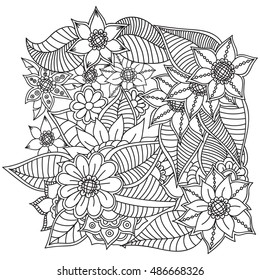 Flowers, Vector flowers, doodle flowers, zentangle flowers, ethnic flowers, coloring flowers, oriental flowers, book page flowers, template flowers