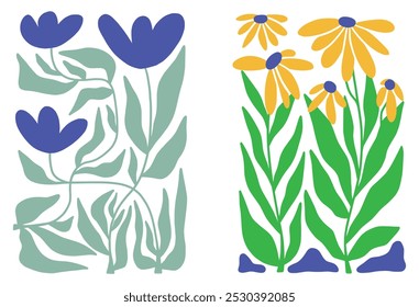 flowers and vector drawing wild plants at white background, flowering meadow , hand drawn botanical illustration