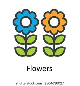 Flowers  vector  Fill  outline Icon Design illustration. Agriculture  Symbol on White background EPS 10 File
