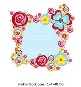 Flowers, vector, floral composition with place for text, paint texture