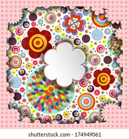 Flowers, vector, floral composition with place for text, paint texture