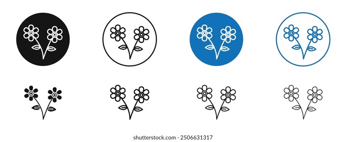 Icono de Vector de flores en colores negro y azul