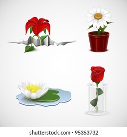 flowers vector icon set