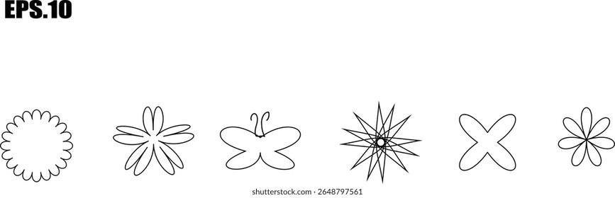 Conjunto de iconos de Vector de flores. Conjunto de flores de Ilustración vectorial. Línea de trazo editable arte de plantas