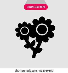 Flowers Vector Icon, The symbol of flowers with leaves. Simple, modern flat vector illustration for mobile app, website or desktop app 