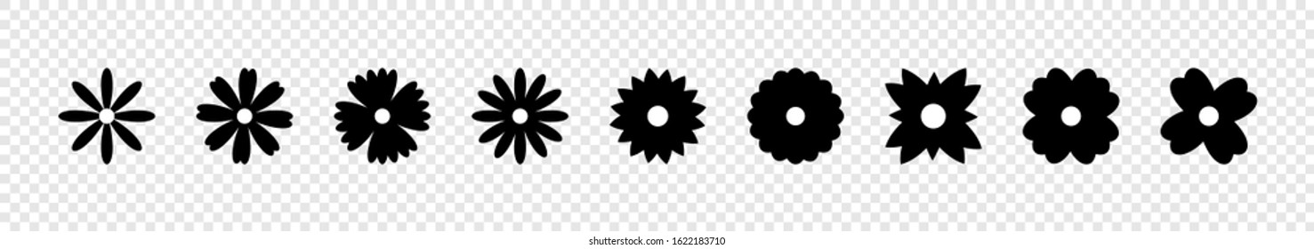 Flowers vector icons. Flowers isolated on transparent background. Flowers in modern simple flat style. Eps10