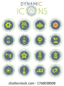 iconos vectoriales de flores sobre fondo blanco con líneas dinámicas para animación para diseño de interfaz web y de usuario
