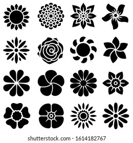 Flowers vector icons set. Beautiful garden plants illustration sign collection.