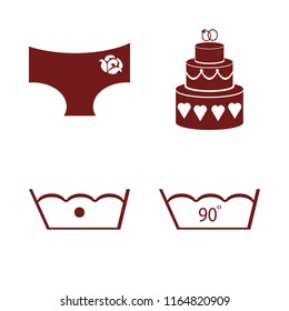 flowers vector icons set. with delicate gentle degrees, panties rose and cake wedding in set