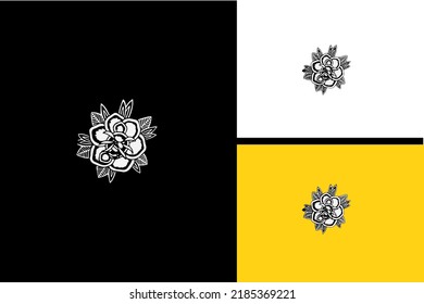 flowers vector illustration black and white