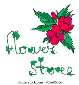 Flowers vector illustration. Doodle style. Design icon, print, logo, poster, symbol, decor, textile, paper, card. 