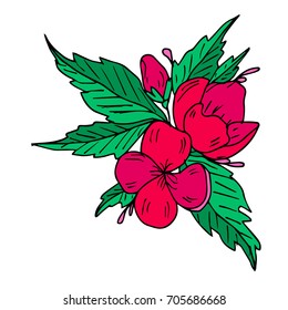 Flowers vector illustration. Doodle style. Design icon, print, logo, poster, symbol, decor, textile, paper, card. 