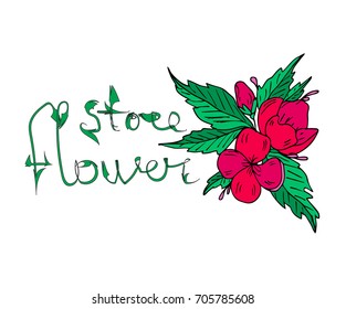 Flowers vector illustration. Doodle style. Design icon, print, logo, poster, symbol, decor, textile, paper, card. 