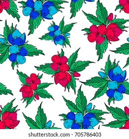 Flowers vector illustration. Doodle style. Design icon, print, logo, poster, symbol, decor, textile, paper, card. 