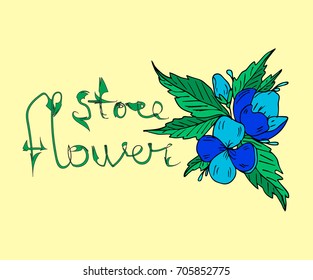 Flowers vector illustration. Doodle style. Design icon, print, logo, poster, symbol, decor, textile, paper, card. 