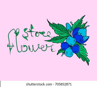 Flowers vector illustration. Doodle style. Design icon, print, logo, poster, symbol, decor, textile, paper, card. 