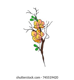 Flowers vector illustration. Doodle style. Design, print, logo, decor, textile, paper.
