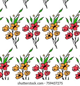 Flowers vector illustration. Doodle style. Design, print, logo, decor, textile, paper