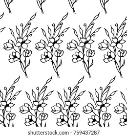 Flowers vector illustration. Doodle style. Design, print, logo, decor, textile, paper