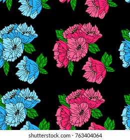 Flowers vector illustration. Doodle style. Design, print, logo, decor, textile, paper