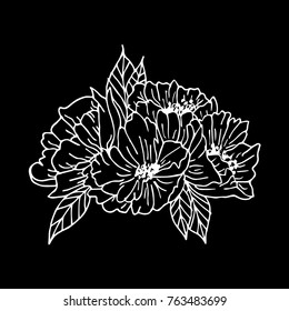 Flowers vector illustration. Doodle style. Design, print, logo, decor, textile, paper