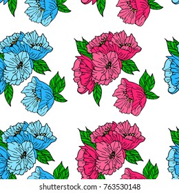 Flowers vector illustration. Doodle style. Design, print, logo, decor, textile, paper