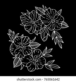 Flowers vector illustration. Doodle style. Design, print, logo, decor, textile, paper