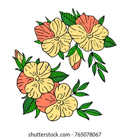 Flowers vector illustration. Doodle style. Design, print, logo, decor, textile, paper