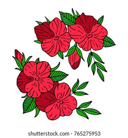 Flowers vector illustration. Doodle style. Design, print, logo, decor, textile, paper