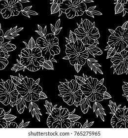 Flowers vector illustration. Doodle style. Design, print, logo, decor, textile, paper