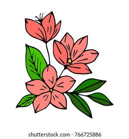 Flowers vector illustration. Doodle style. Design, print, decor, textile, paper