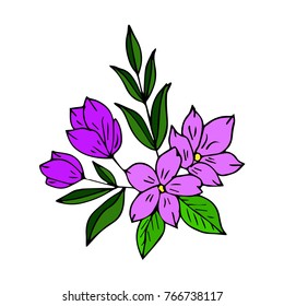 Flowers vector illustration. Doodle style. Design, print, decor, textile, paper