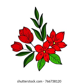Flowers vector illustration. Doodle style. Design, print, decor, textile, paper