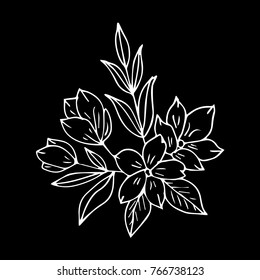 Flowers vector illustration. Doodle style. Design, print, decor, textile, paper
