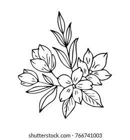 Flowers vector illustration. Doodle style. Design, print, decor, textile, paper