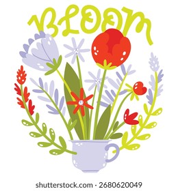 Flowers Vector Illustration. Flat Minimal Design. Editable Illustration for Web, Mobile, Print