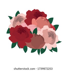 flowers vector illustration, flower icon, peony, flower bouquet, flower set, flower arrangement