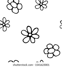 Flowers vector illustration. For print, design, back surface, textile, packaging, canvas. Black and white hand drawn vector illustration. Seamless patterns.