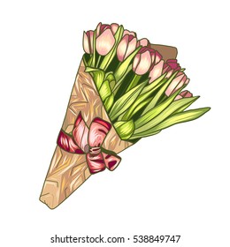 Flowers vector illustration, tulips