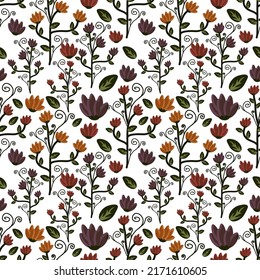 Flowers vector ilustration seamless patern.Great for textile,fabric,wrapping paper,and any print.