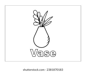 Flowers vector and Line Arts. Flowers in vase for coloring page. Vector illustration.
