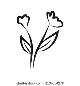 Flowers. Vector line hand drawn illustration. For logo design, tattoo, postcard