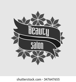 flowers vector logo or badge design concept for spa, boutique, beauty salon, cosmetician, shop, yoga class, hotel and resort