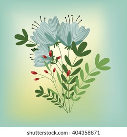 Flowers vector on colorful background