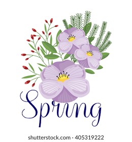 Flowers vector on colorful background
