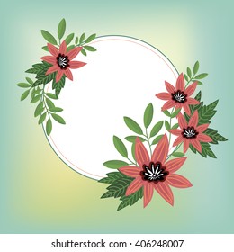 Flowers vector on colorful background