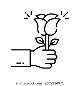 Flowers vector outline icon. EPS 10 file