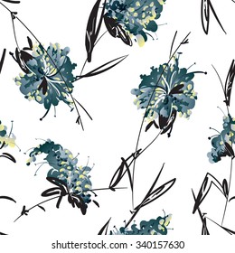 Flowers. Vector painting. Seamless pattern.