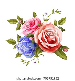 Sweet Pink Flower Watercolor Floral Arrangement Stock Illustration ...